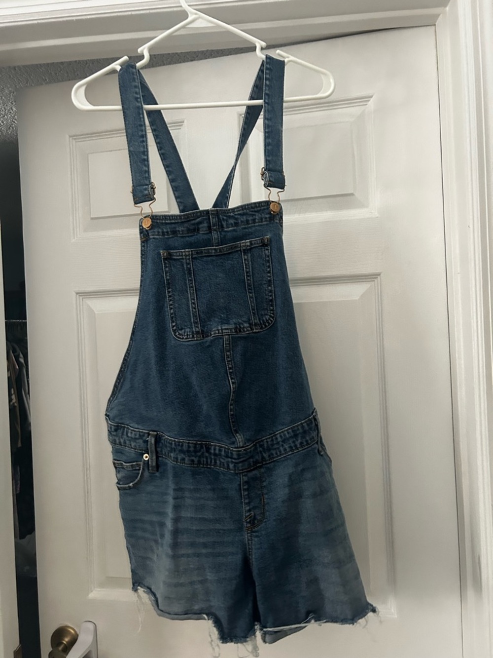 Isabel Maternity by Ingrid & Isabel Dark Blue Denim Short Overalls